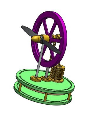 Düşük ısı Stirling motorunun SOLIDWORKS ile tasarlanmış görüntüsü