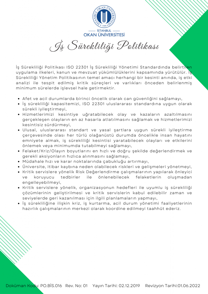 İş Sürekliliği Politikası