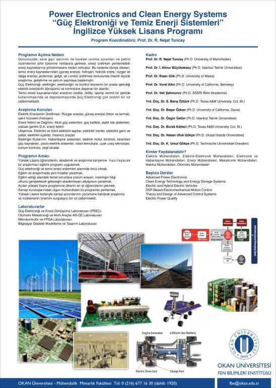 Power Electronics and Clean Energy Systems  İngilizce Yüksek Lisans Programı